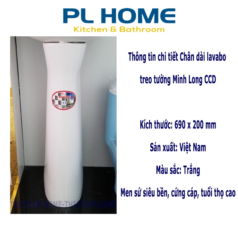 Chân lavabo chậu sứ treo tường dạng lửng hoặc đứng Minh Long