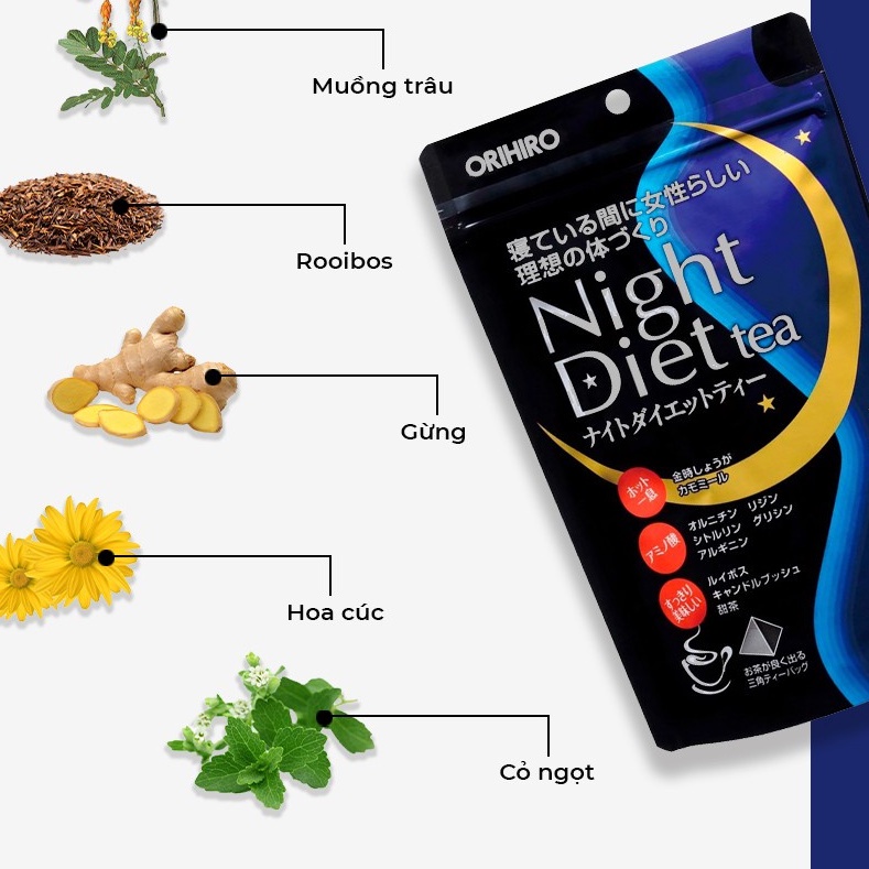 Trà giảm cân Night Diet Tea Orihiro 20 gói/túi