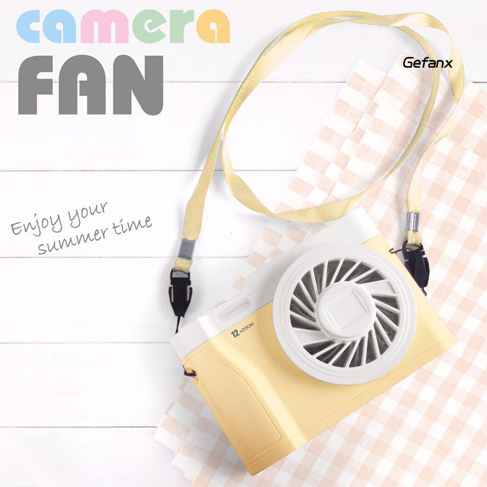 Quạt Làm Mát Mini Đeo Cổ Hình Camera Có Đèn Led Sạc Usb