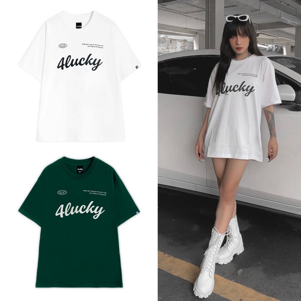Áo thun unisex 4lucky 6020 - tay lỡ form rộng oversize streetwear