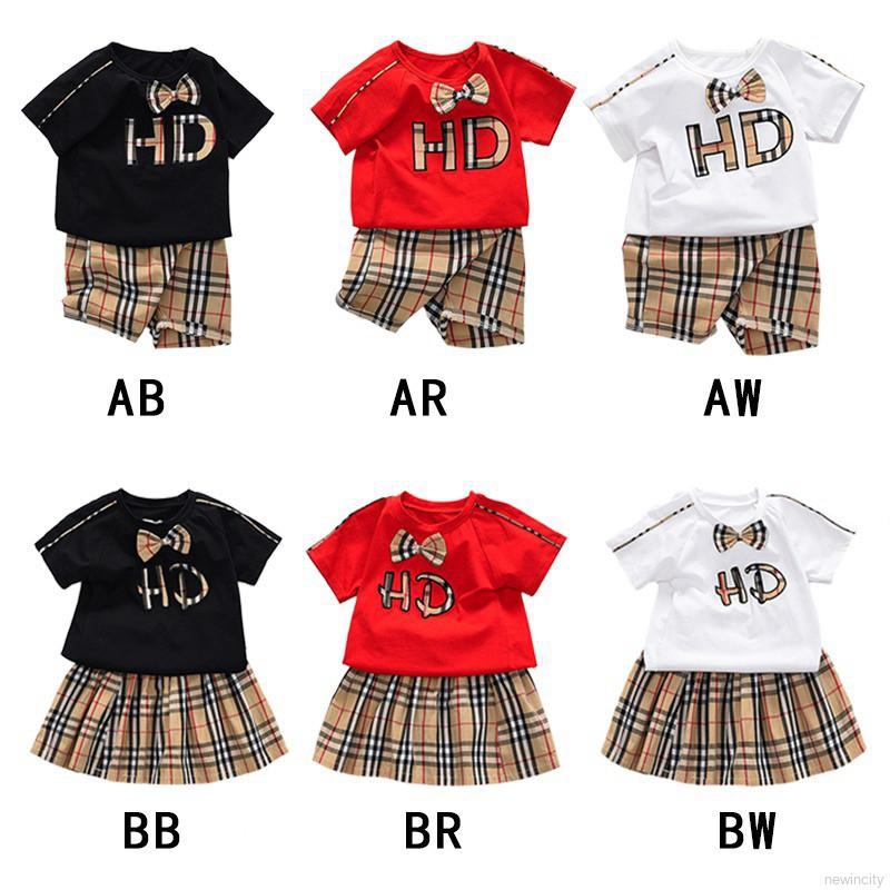 Set Áo Thun Tay Ngắn &amp; Quần Short Caro Cho Bé