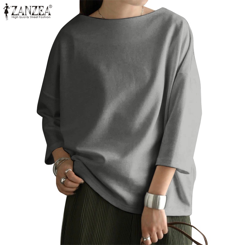 Áo Sơ Mi Tay Lỡ 3 / 4 Thời Trang Nữ ZANZEA