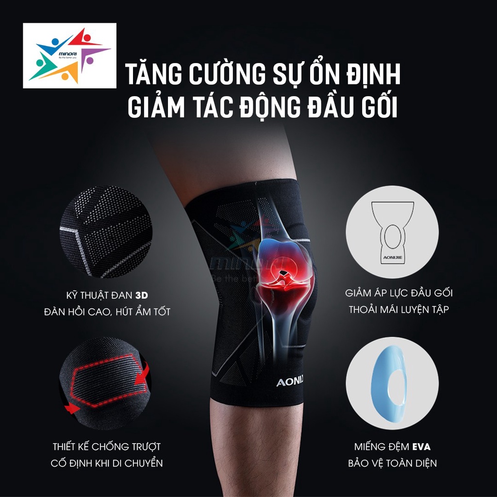 Băng Bảo Vệ Đầu Gối Bó Gối Có Đệm Silicon Thể Thao Aonijie E4108