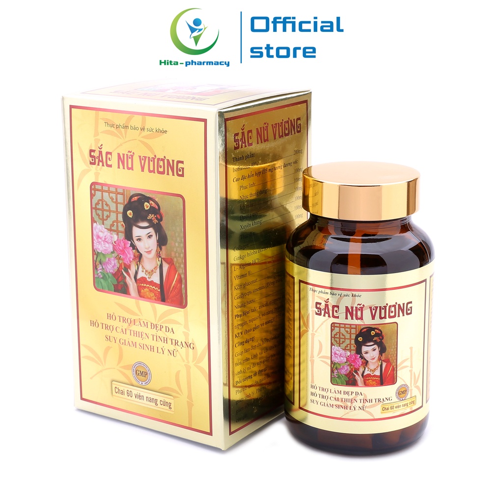 Viên uống Sắc Nữ Vương ROXTECH bổ sung collagen, isoflavon đẹp da, tăng nội tiết tố nữ - 60 viên (Sắc Nữ Vương)