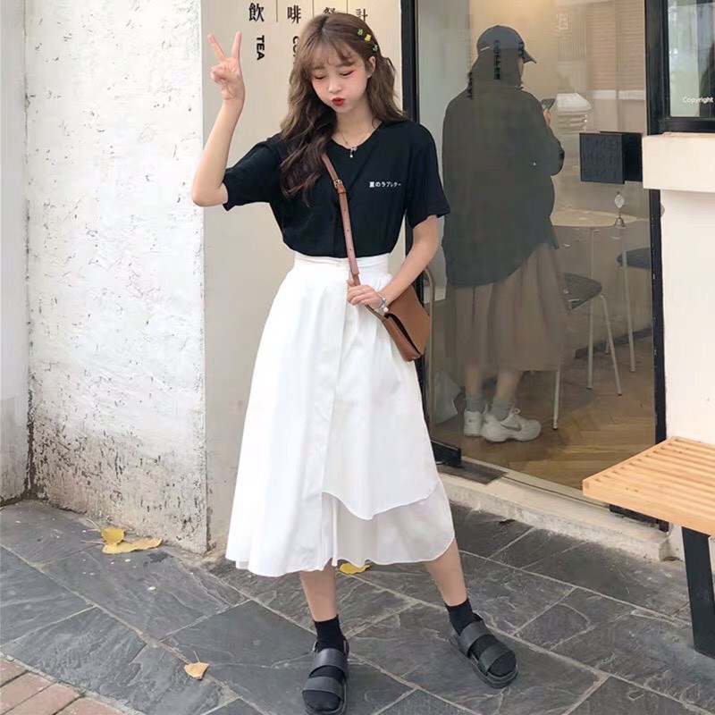 [HOT TIKTOK] Chân váy xòe dài, chân váy Ulzzang dáng dài lệch vạt | BigBuy360 - bigbuy360.vn