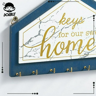 Móc treo áo khoác chìa khoá gắn tường hình biển hiệu gỗ trang trí nội thất