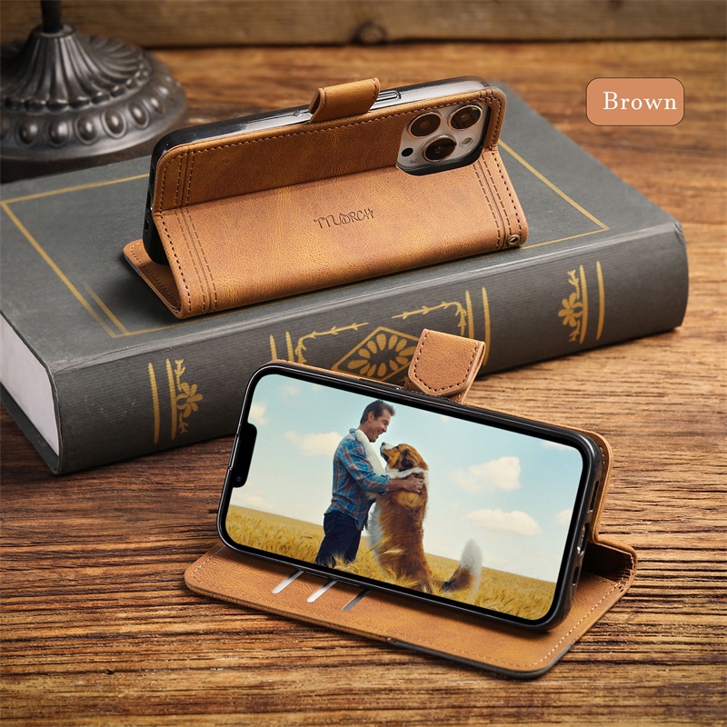 Bao Da Điện Thoại TPU Mềm Dạng Ví Nắp Lật Có Ngăn Đựng Thẻ Và Dây Đeo Cho For iPhone 11 Pro 6 6S 7 8 Plus X XR XS Max SE2 SE3