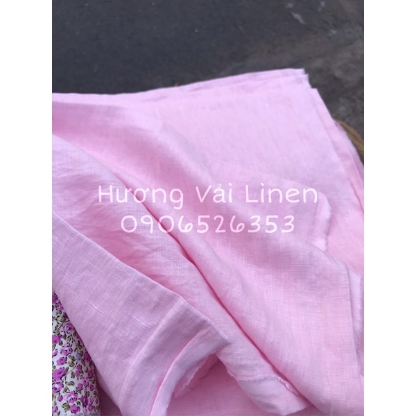 Vải linen tưng premium màu Hồng phấn đã wash cn!