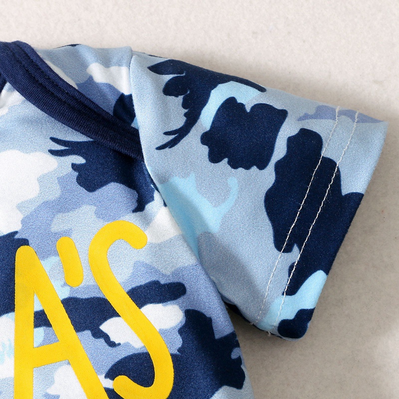 Set trang phục thể thao MIKRDOO áo tay ngắn họa tiết rằn ri + quần short thời trang mùa hè cho bé trai