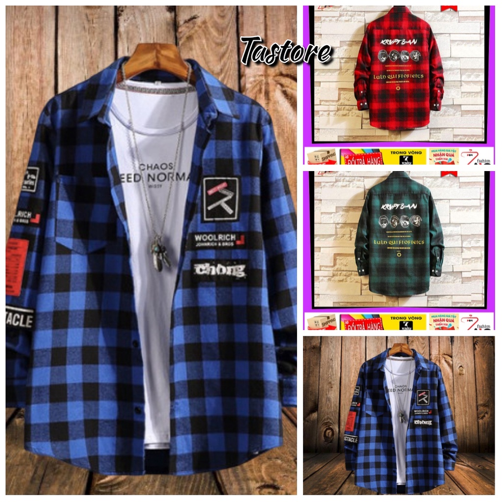 Áo caro, áo sơ mi nam nữ Flannel cao cấp from rộng xu hướng hiện nay, phong cách hàn quốc Tastore official