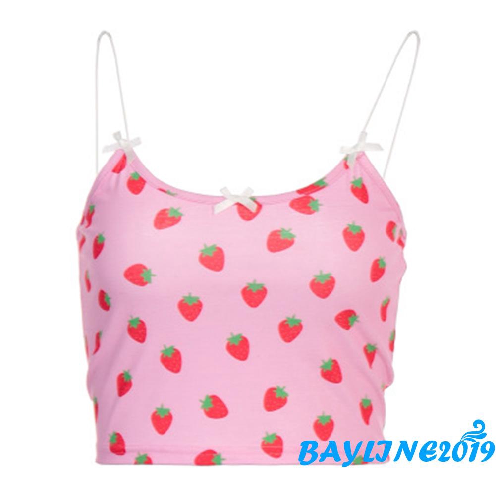 Áo hai dây hình dâu tây xinh xắn thời trang 2020 dành cho nữ