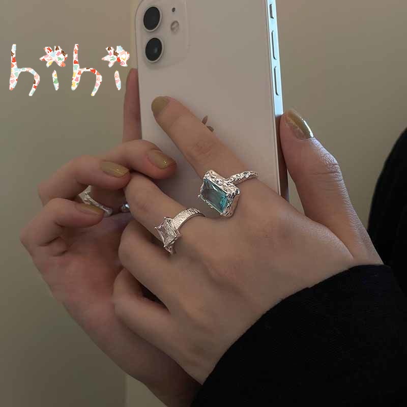 Set 3 Nhẫn Hở Hợp Kim Đính Đá Zircon Thời Trang Cho Nữ