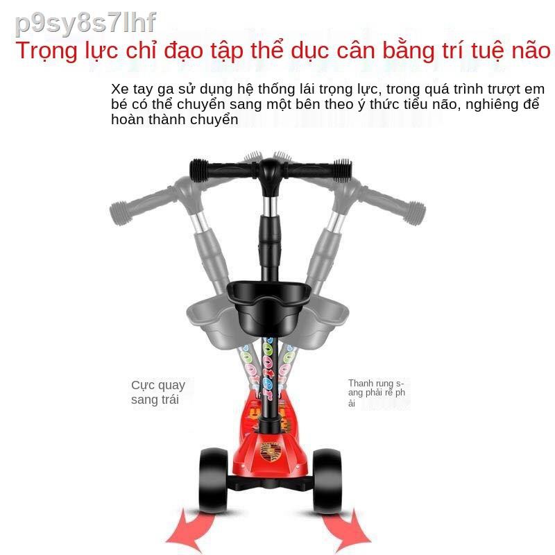 Scooter trẻ em 2-6-8-12 tuổi gấp nhạc nhấp nháy bốn bánh ba dành cho nam và nữ ván trượt