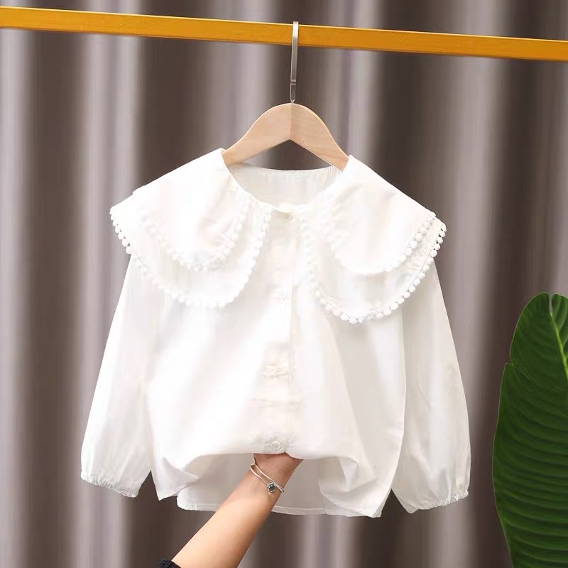 Áo sơ mi bé gái , Áo bé gái cổ tròn size đại