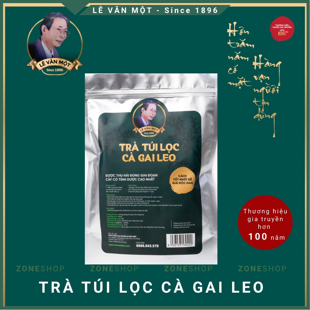 Trà túi lọc Cà Gai Leo Lê Văn Một, trà thảo dược Cà Gai Leo chính hãng, trà hạ men gan, thải độc, mát gan [ZONESHOP]