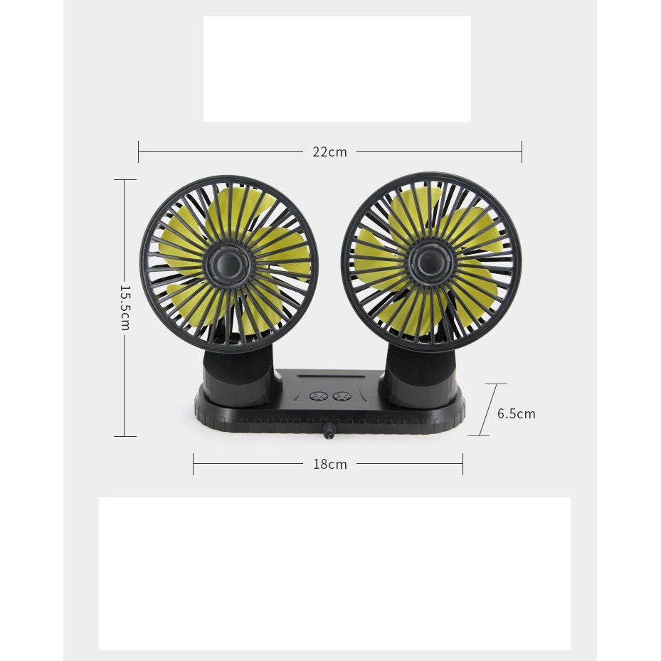 Quạt máy đôi mini xoay 360 tiện ích trên ô tô, xe hơi cao cấp cắm cổng USB