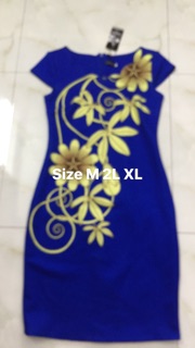 Đầm in 3D màu xanh Size M L
