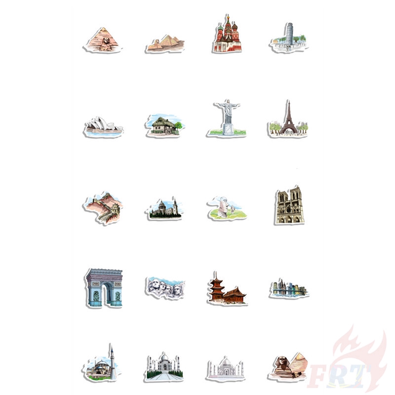 ❉ World Famous Tourist Attractions Giấy và decal dán tường ❉ 40Pcs/Set DIY Decals Stickers for Diary Laptop Scrapbooks