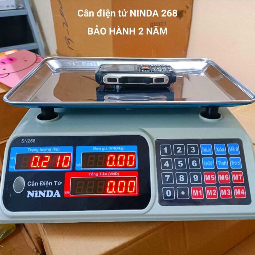 cân tính tiền điện tử NINDA 268 ( 30kg/5g ) mặt cân dày sáng bóng ( bảo hành 24 tháng )