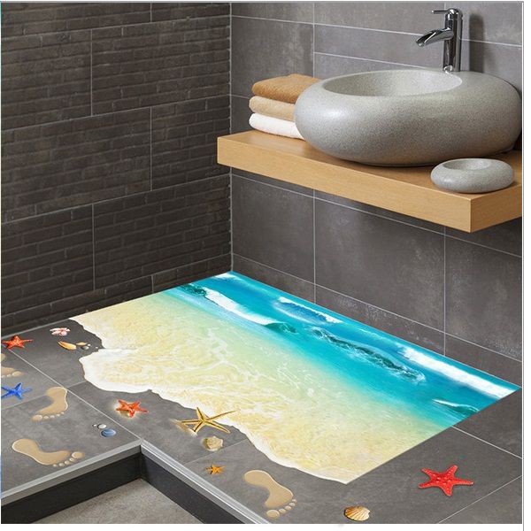 Decal dán tường Bãi cát biển 3D DCS035