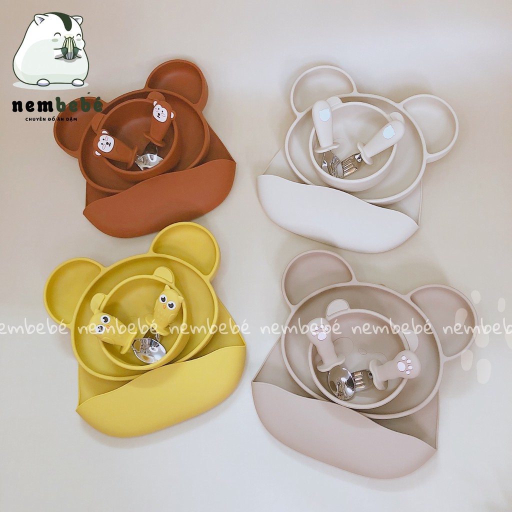 Ảnh Thật Set Thìa Dĩa Ăn Dặm Monkey Dễ Thương  Cho bé 1-5 tuổi inox 316 - NemBeBé