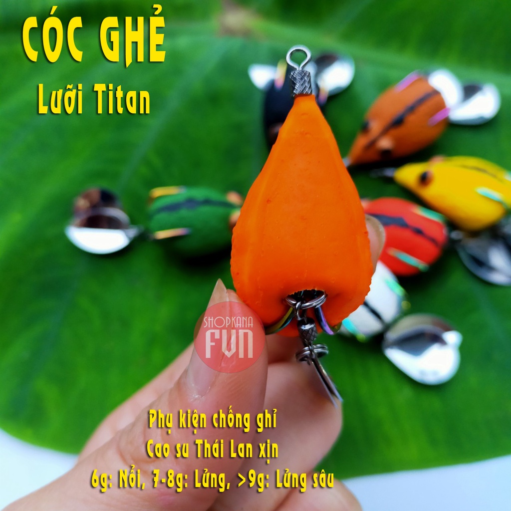 Mồi giả nhái hơi CÓC GHẺ, lưỡi TITAN, 2 thìa độ