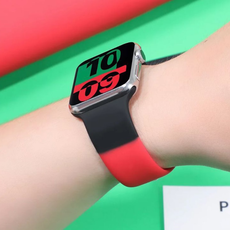 Dây Đeo Silicon Mềm Màu Đen Cho Đồng Hồ Thông Minh Apple Watch 6 Series Se 5 4 3 2 1 44mm 40mm 42mm 38mm