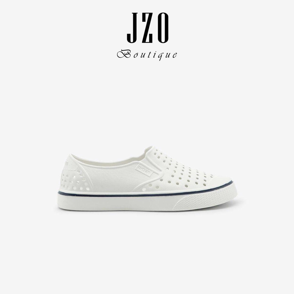 [Chính hãng - Phom nhỏ] Giày nhựa URBAN nam nữ đi mưa đi biển D2201 - Trắng viền xanh