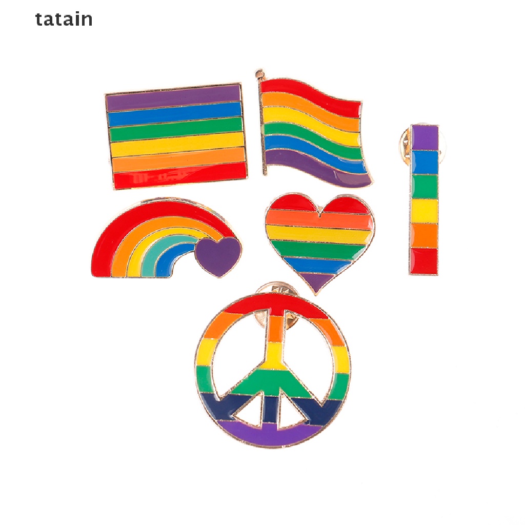 [TAT] Flag Heart Brooches LGBT Pride Lesbian Gay Symbol Enamel Pins Creative MetalBadg CVX