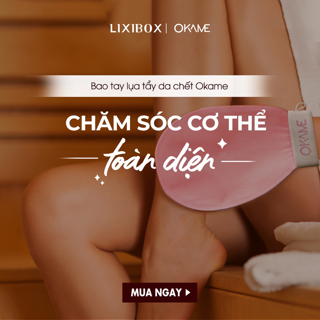 [Mã COSLXT5 giảm 10% đơn 600K] Bao Tay Lụa Tẩy Da Chết Ngừa Mụn Lưng Okame