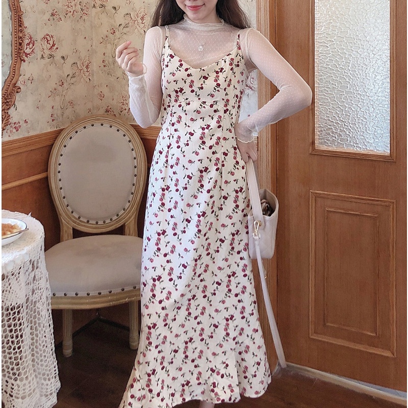 Áo lưới ren mỏng tay dài cổ cao thời trang cho nữ MS255