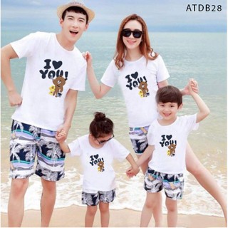 ÁO THUN ĐI BIỂN CHO GIA ĐÌNH HAY NHÓM IN HỌA TIẾT I LOVE CON GẤU - ATDB28