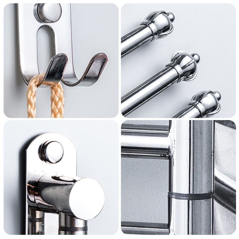 Thanh treo khăn nhà tắm dán tường 4 nhánh Inox 304 Cao cấp Latimax VKT4 - Tặng keo dán chuyên dụng siêu dính