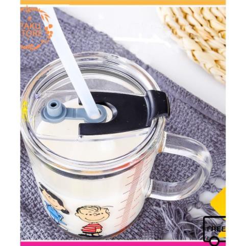 Cốc Nước, Ly Pha Sữa Thuỷ Tinh Có Nắp Đậy, Vạch Chia Cực Kỳ Tiện Lợi