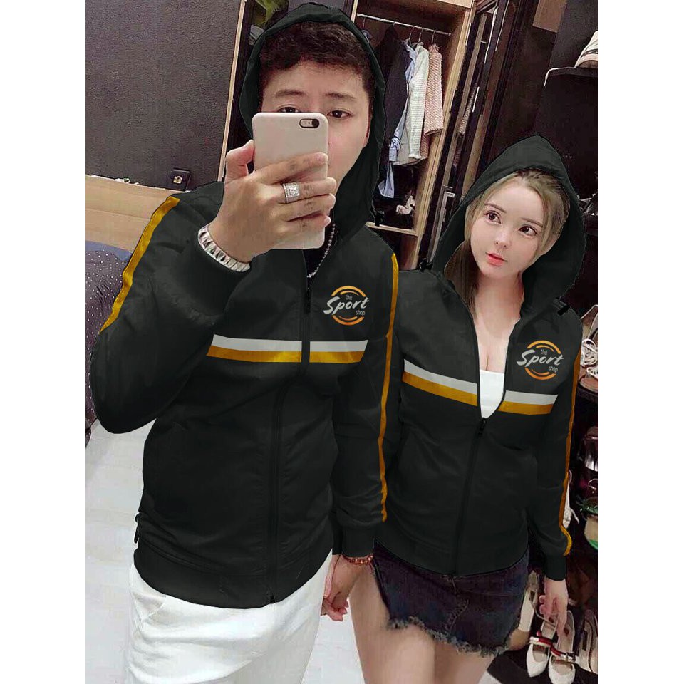 Áo Khoác Cặp Dù Nam Nữ Viền Sọc In Logo Mềm Mịn Thời Trang Kèm Mũ TCK28087