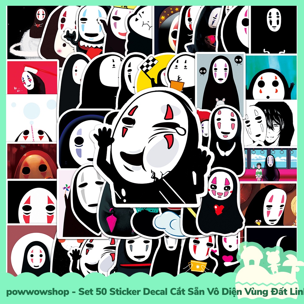 [Sẵn VN - Hỏa Tốc] Set 50 Sticker Mini Decal Dán Trang Trí Vật Dụng Mẫu Anime Manga Vô Diện Vùng Đất LH Chibi