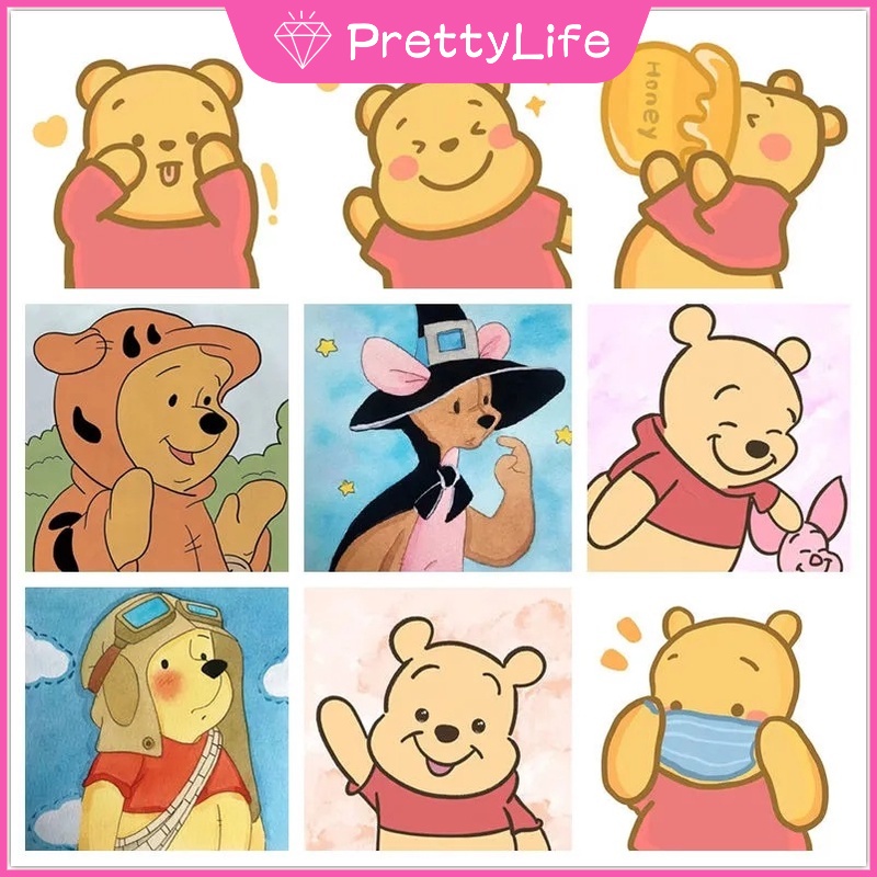 Bộ 1 Tranh Đính Đá 5D Tự Làm Hình Gấu Pooh Kích Thước 30 X 30Cm Trang Trí Nhà Cửa