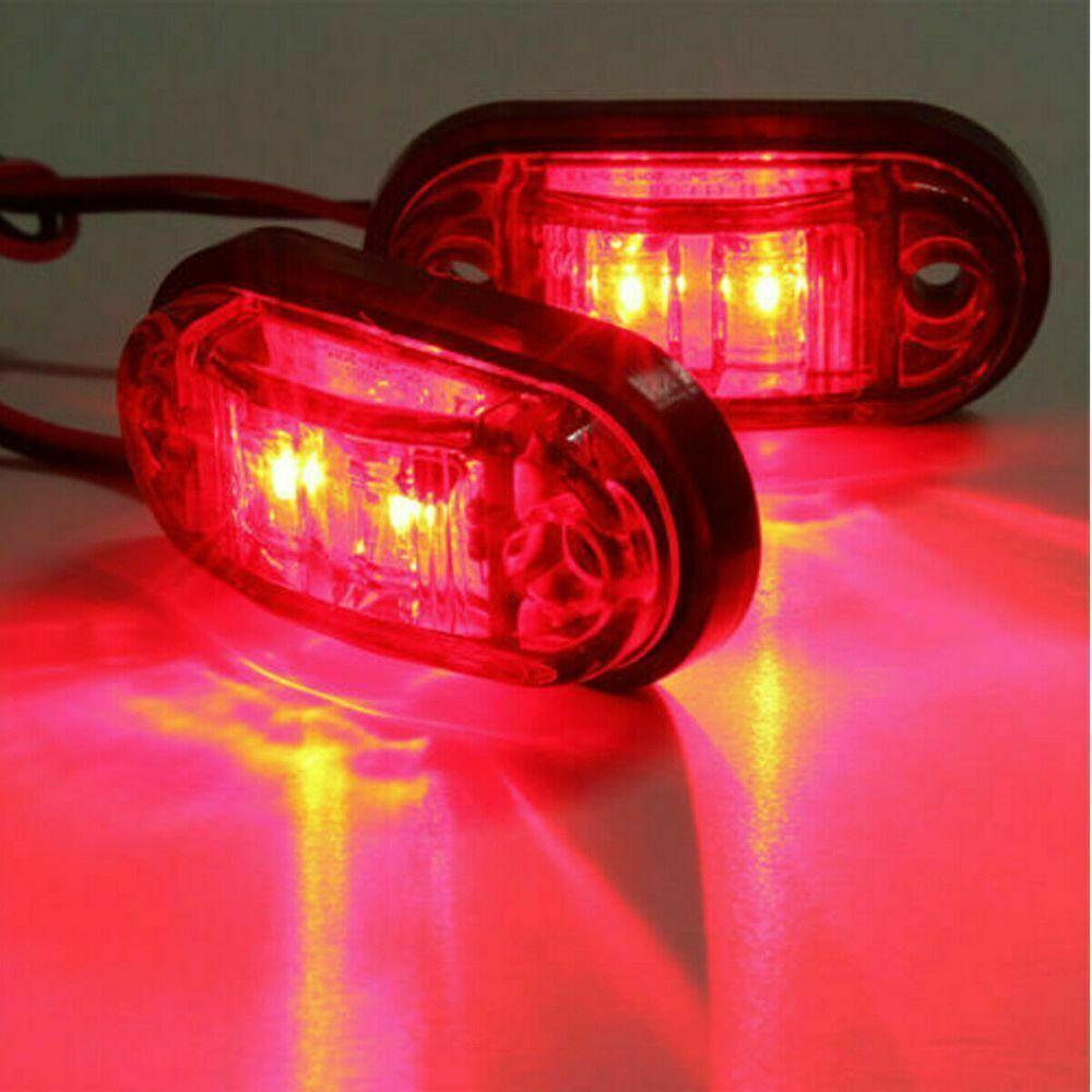 Bộ 10 Đèn LED Hình Oval 12V Chống Thấm Nước Màu Hổ Phách Đỏ Chuyên Dụng Cho Xe Tải
