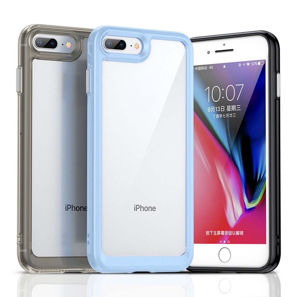 Cho iPhone 7 8 Plus Ốp Lưng Acrylic Vỏ Điện Thoại Màu Đỏ Trong Suốt Vỏ Chống Sốc