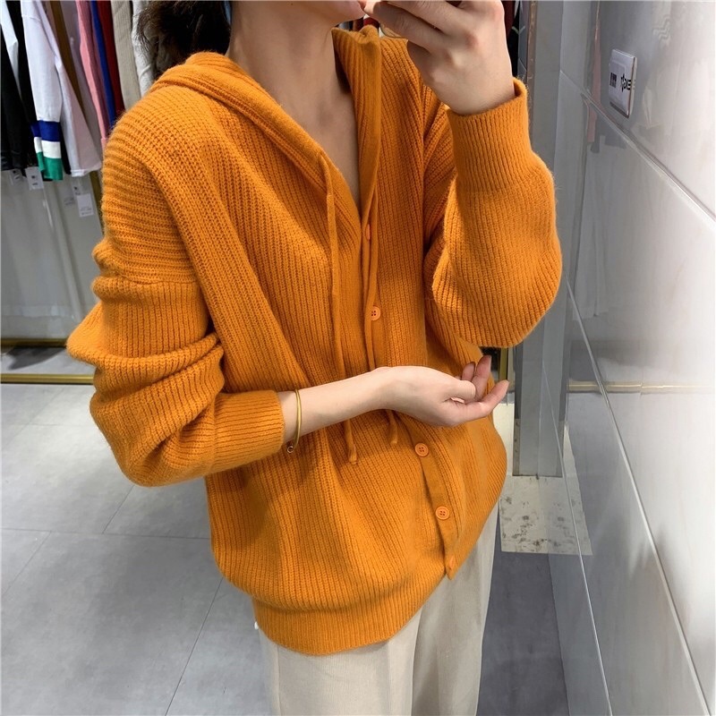 (Mới về) Áo Khoác Cardigan Dệt Kim Dáng Rộng Phong Cách Hàn Quốc