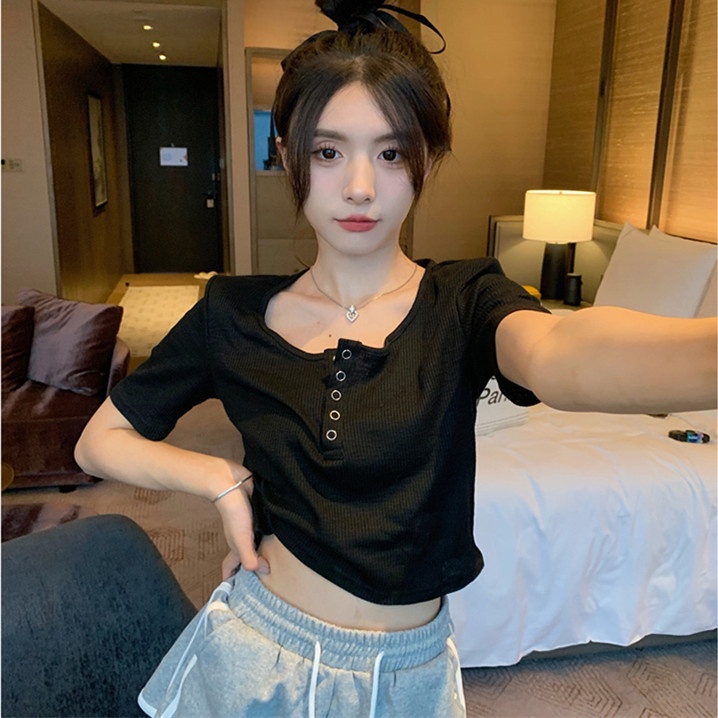 Áo Dệt Kim Ngắn Tay Thời Trang Xinh Xắn Dễ Phối Đồ
