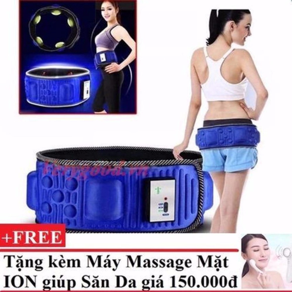 Đai Mát Xa m Béo Bụng X5 + Tặng Máy massage mặt DS-039 bằng ion (Trắng)