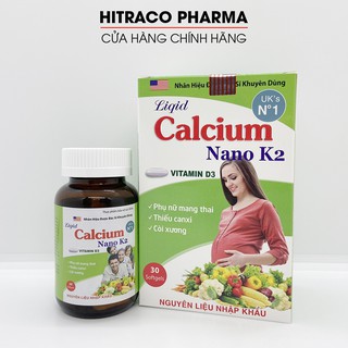 Viên uống bổ sung canxi Liquid Calcium Nano K2 chắc khỏe xương, phát triển hệ xương, giảm loãng xương - Hộp 30 viên dùng