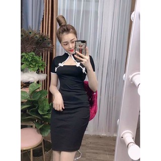 đầm body cổ tàu diện tết dưới 60kg
