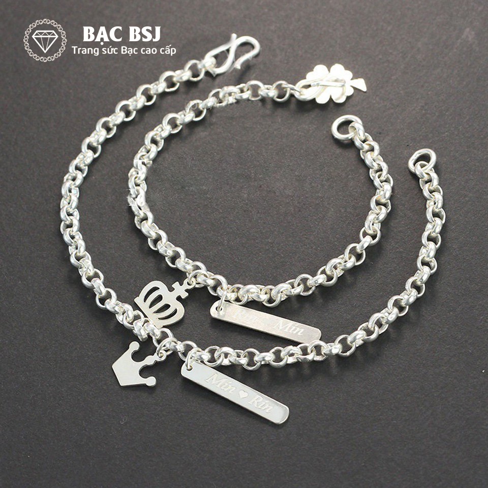 Vòng Tay Đôi Bạc BSJ Khắc Tên Theo Yêu Cầu - LTD001