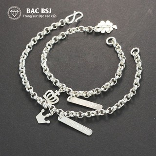 Vòng tay đôi bạc bsj khắc tên theo yêu cầu - ltd001