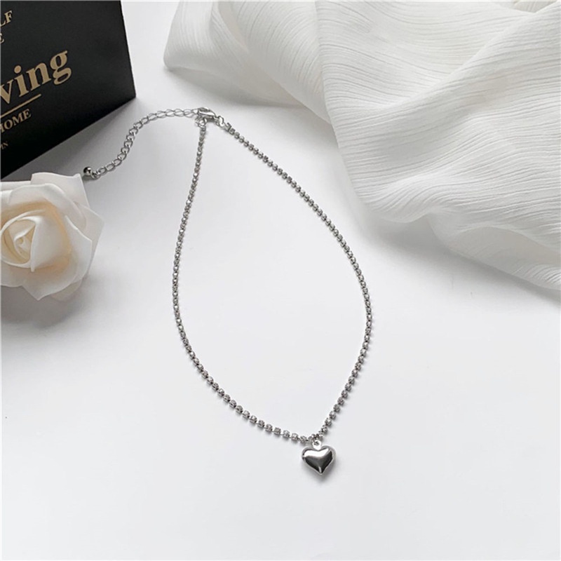 Vòng cổ choker MANYUE dáng ngắn mặt trái tim đính đá nhân tạo lấp lánh phong cách Hàn Quốc thời trang
