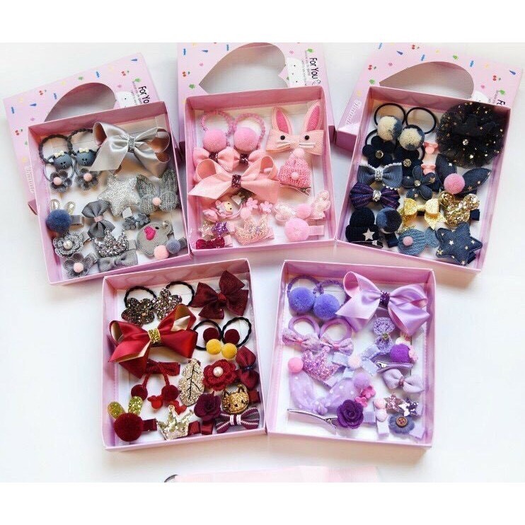 KẸP TÓC ⚡️FREESHIP⚡️ Bộ Kẹp Tóc 18 Món Cho Bé Gái