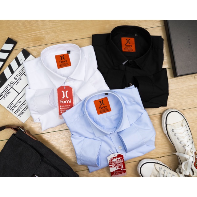 Áo sơmi Nam dài tay Fami coton lụa, có bigsize tới 140kg