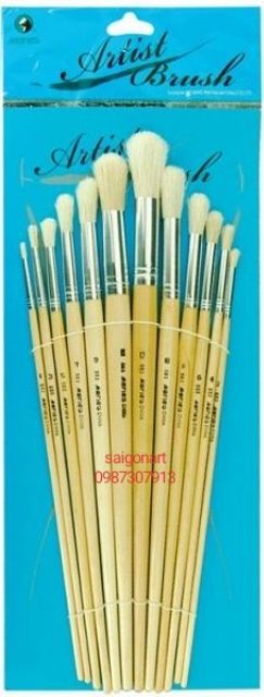 Bộ 12 Cọ Vẽ Tranh Đầu Tròn Lông Lợn Thuộc Tốt 582,579 Maries